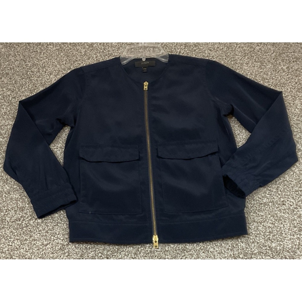 J.Crew Jacket Utility Lightweight Bomber Navy Blue Full Zip Women's PXXS